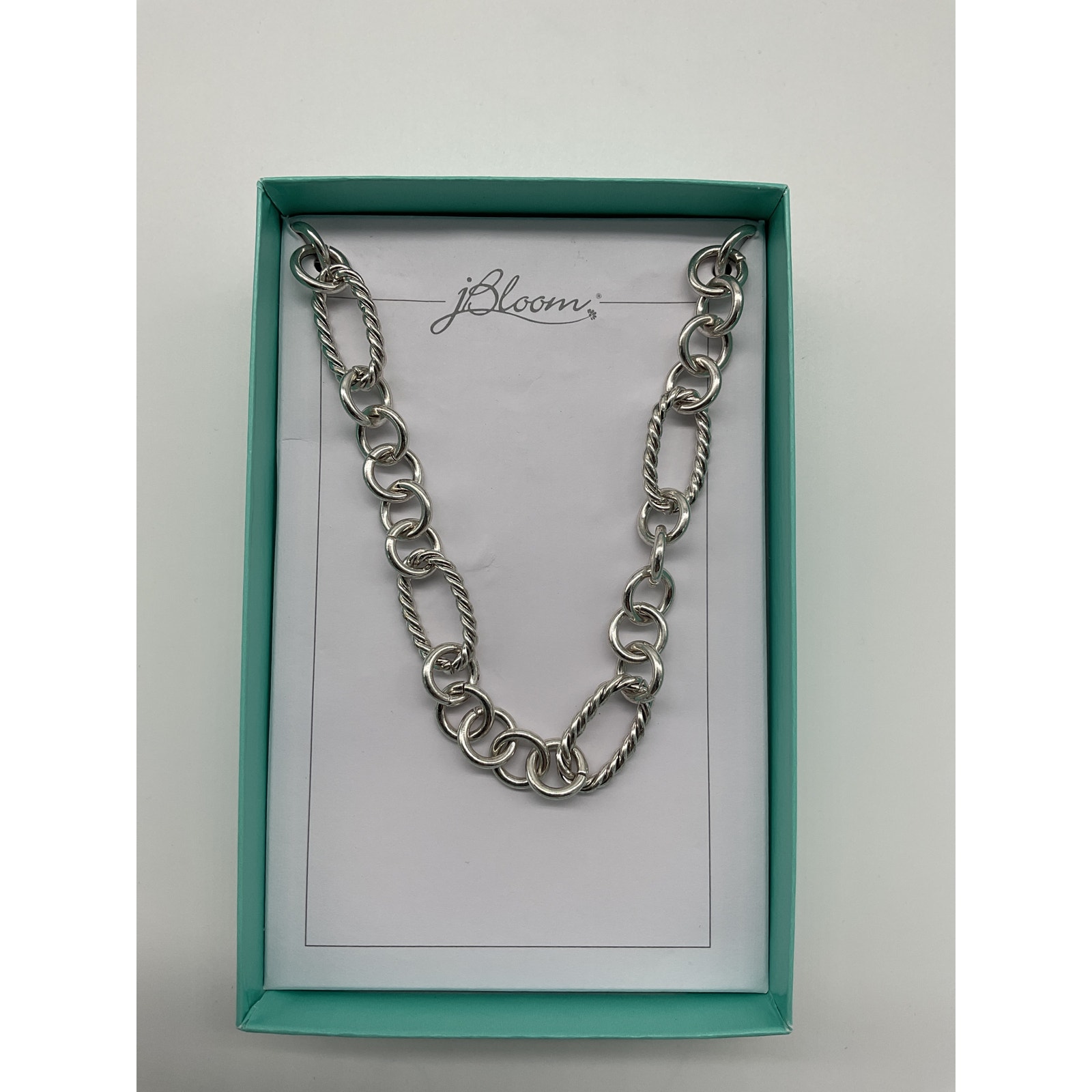 Jbloom Silver Tone Chunky Link Statement Necklace With Twisted Rope Links 30$